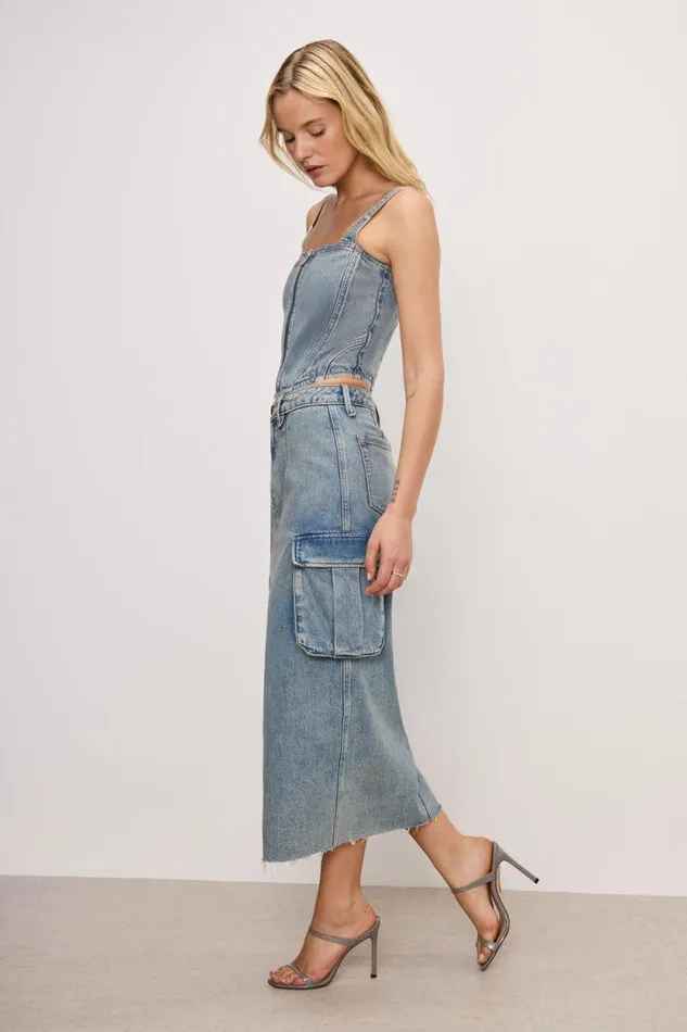 Women GOOD AMERICAN Shorts and Skirts DENIM CARGOSKIRT Indigo762 Women GOOD AMERICAN Shorts and Skirts DENIM CARGOSKIRT Indigo762