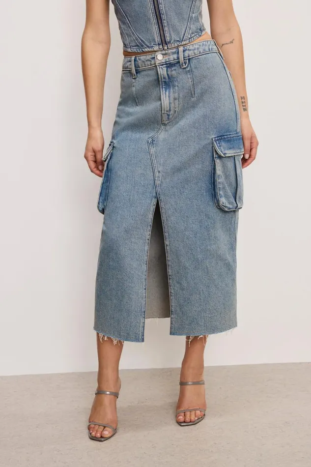 Women GOOD AMERICAN Shorts and Skirts DENIM CARGOSKIRT Indigo762 Women GOOD AMERICAN Shorts and Skirts DENIM CARGOSKIRT Indigo762