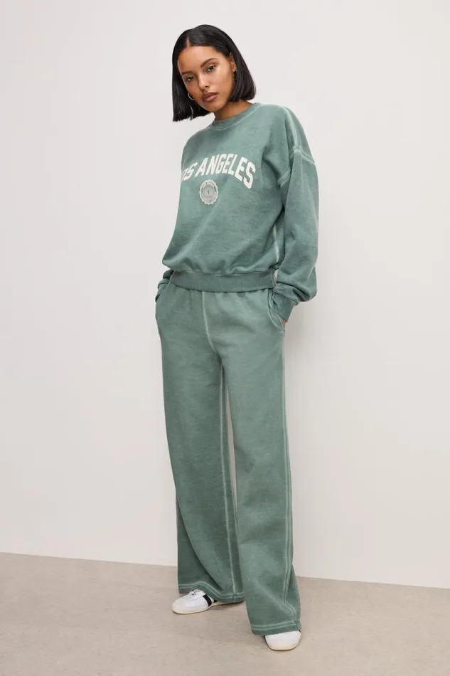 Women GOOD AMERICAN Sweaters BRUSHED FLEECE CREWNECKSWEATSHIRT Washed Fatigue Green001 Women GOOD AMERICAN Sweaters BRUSHED FLEECE CREWNECKSWEATSHIRT Washed Fatigue Green001