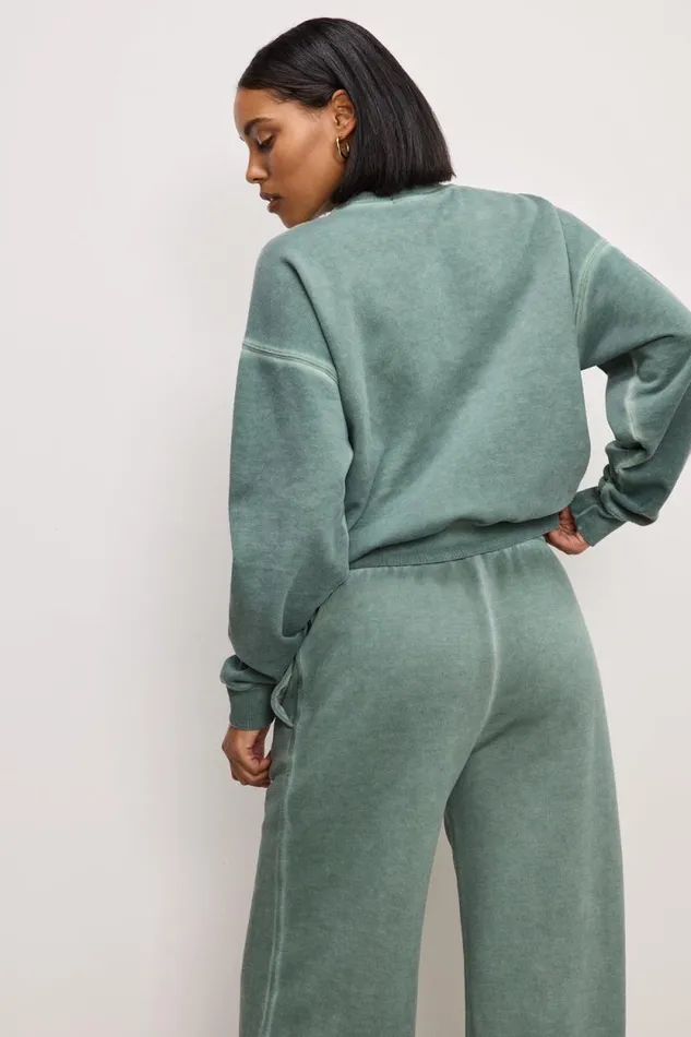 Women GOOD AMERICAN Sweaters BRUSHED FLEECE CREWNECKSWEATSHIRT Washed Fatigue Green001 Women GOOD AMERICAN Sweaters BRUSHED FLEECE CREWNECKSWEATSHIRT Washed Fatigue Green001
