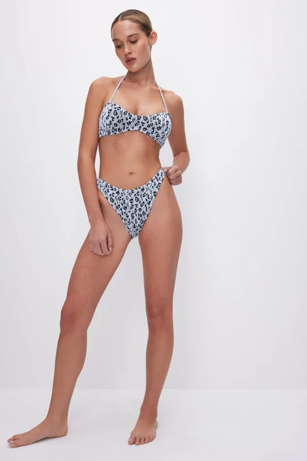Women GOOD AMERICAN Swim ALWAYS FITS CHEEKY BIKINIBOTTOM Glass Leopard001