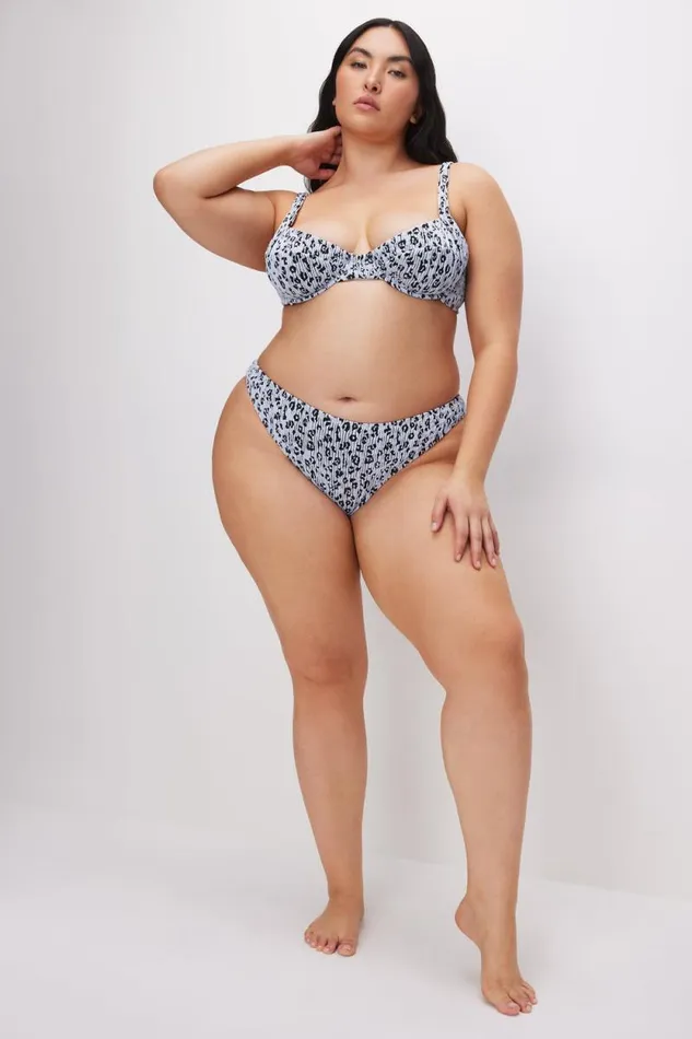 Women GOOD AMERICAN Swim ALWAYS FITS CHEEKY BIKINIBOTTOM Glass Leopard001