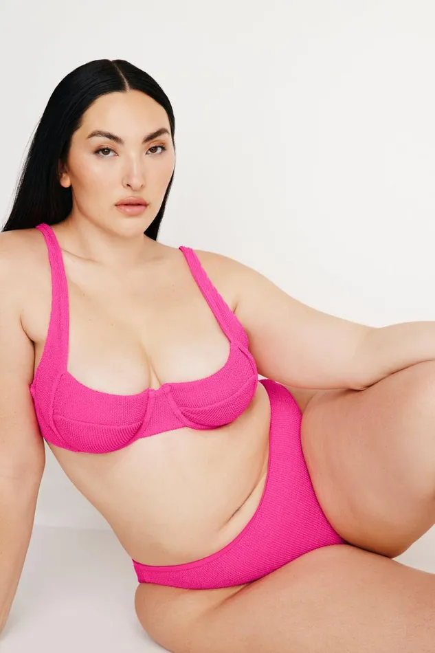 Women GOOD AMERICAN Swim ALWAYS FITS CLASSIC BIKINIBOTTOM Pink Glow002