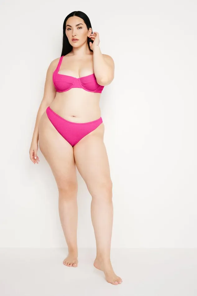 Women GOOD AMERICAN Swim ALWAYS FITS CLASSIC BIKINIBOTTOM Pink Glow002