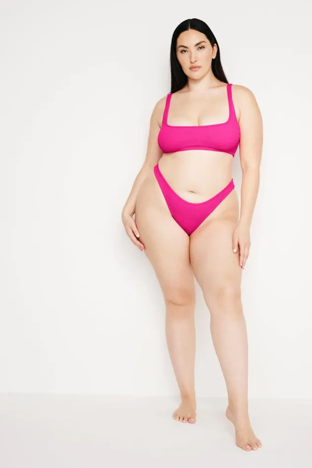 Women GOOD AMERICAN Swim ALWAYS FITS CLASSIC BIKINIBOTTOM Pink Glow002