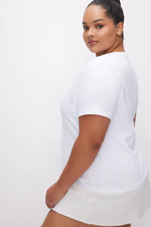 Women GOOD AMERICAN Tops COTTON CLASSIC VNECKTEE White001