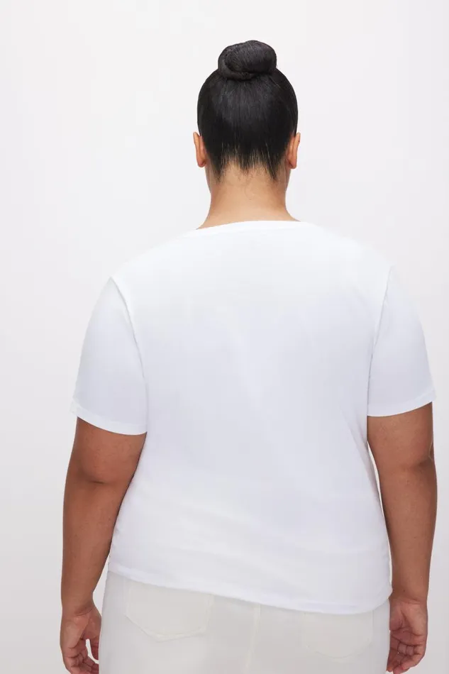 Women GOOD AMERICAN Tops COTTON CLASSIC VNECKTEE White001