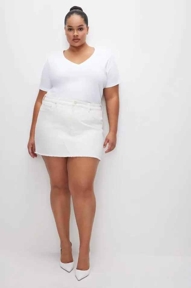 Women GOOD AMERICAN Tops COTTON CLASSIC VNECKTEE White001