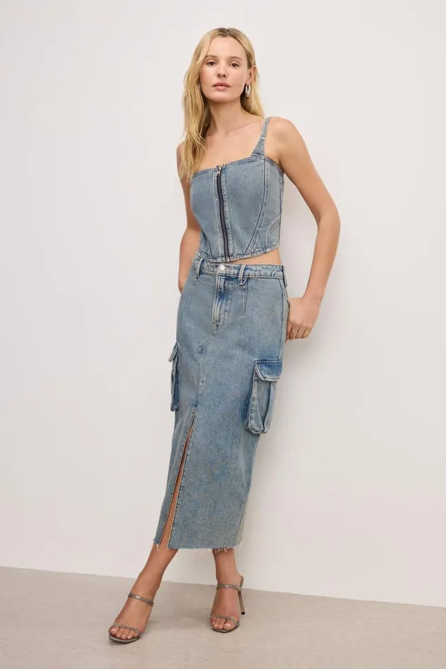Women GOOD AMERICAN Tops DENIMBUSTIER Indigo762 Women GOOD AMERICAN Tops DENIMBUSTIER Indigo762