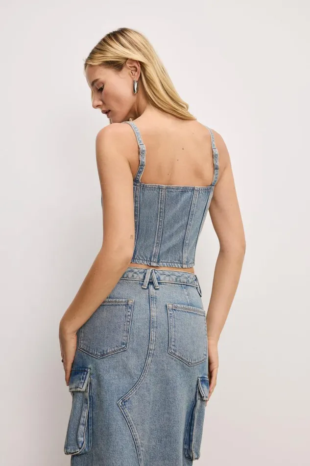 Women GOOD AMERICAN Tops DENIMBUSTIER Indigo762 Women GOOD AMERICAN Tops DENIMBUSTIER Indigo762