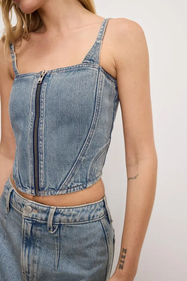 Women GOOD AMERICAN Tops DENIMBUSTIER Indigo762 Women GOOD AMERICAN Tops DENIMBUSTIER Indigo762