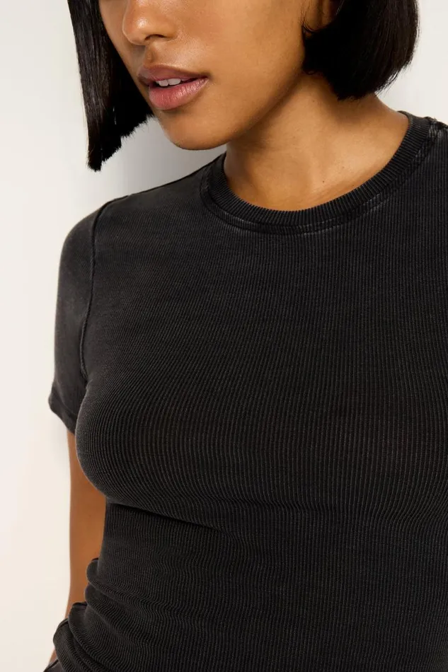 Women GOOD AMERICAN Tops JEANIUS FITTEDTEE Black001