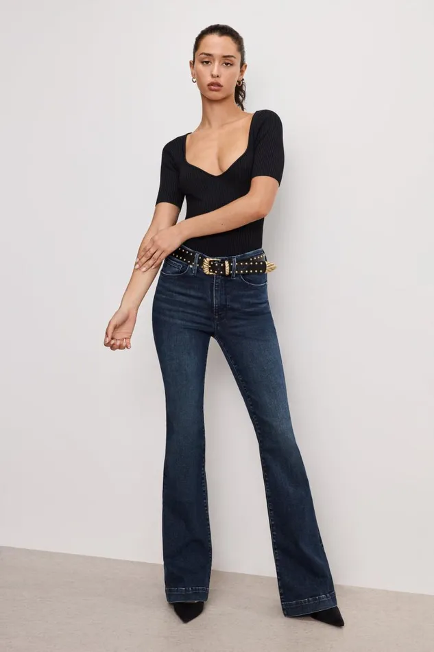 Women GOOD AMERICAN Tops STRETCH RIB KNITTOP Black001 Women GOOD AMERICAN Tops STRETCH RIB KNITTOP Black001