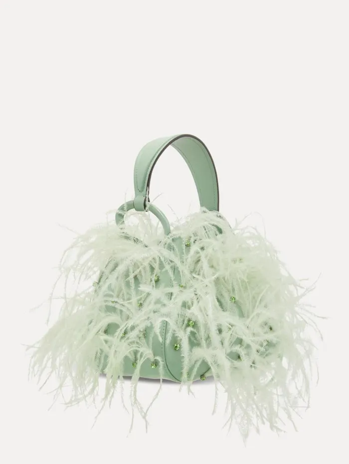 Women Handbags Oscar De La Renta Ostrich Feather O Handle Bag Willow
