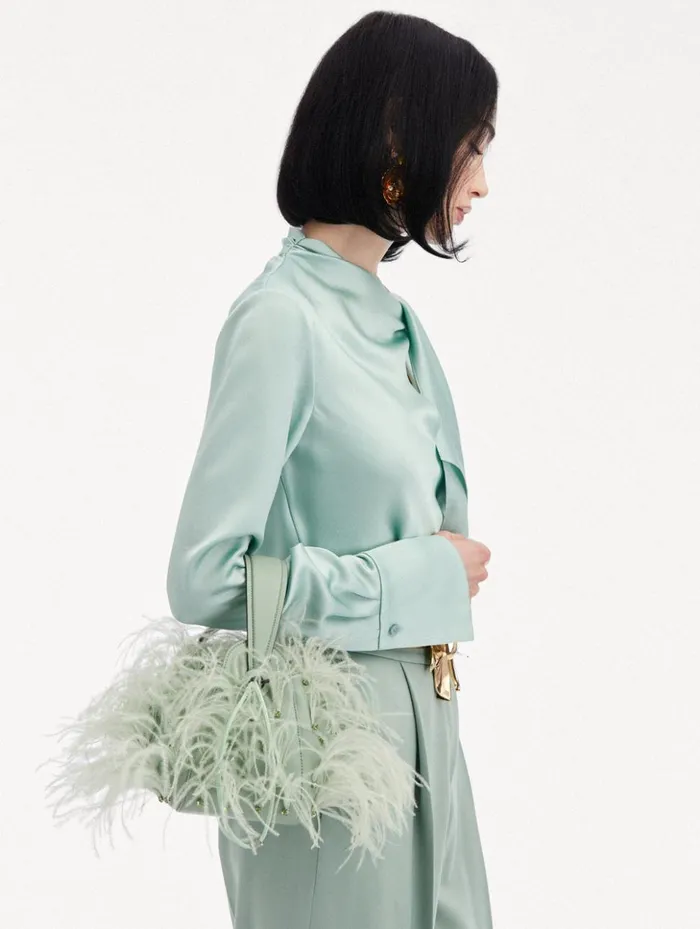 Women Handbags Oscar De La Renta Ostrich Feather O Handle Bag Willow Women Handbags Oscar De La Renta Ostrich Feather O Handle Bag Willow