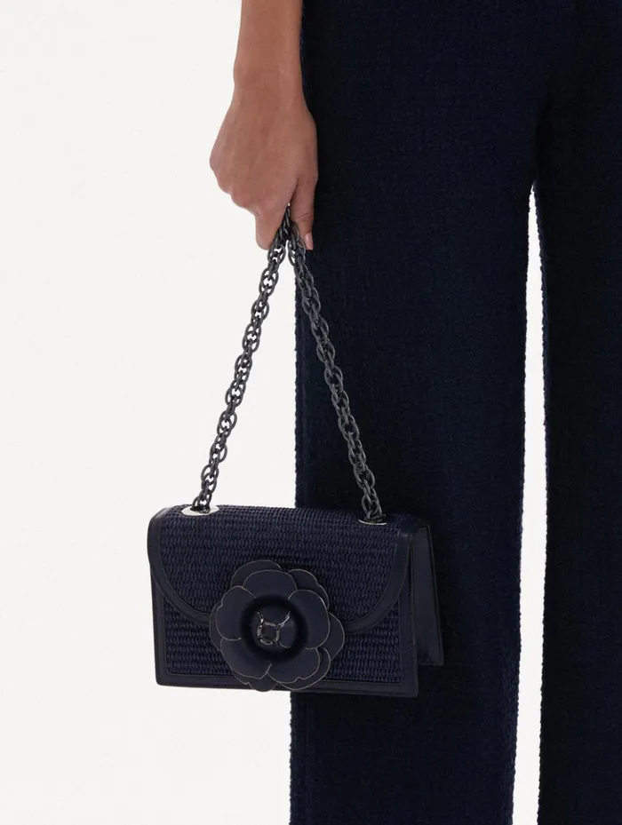 Women Handbags Oscar De La Renta Raffia Woven TRO Bag Navy Women Handbags Oscar De La Renta Raffia Woven TRO Bag Navy