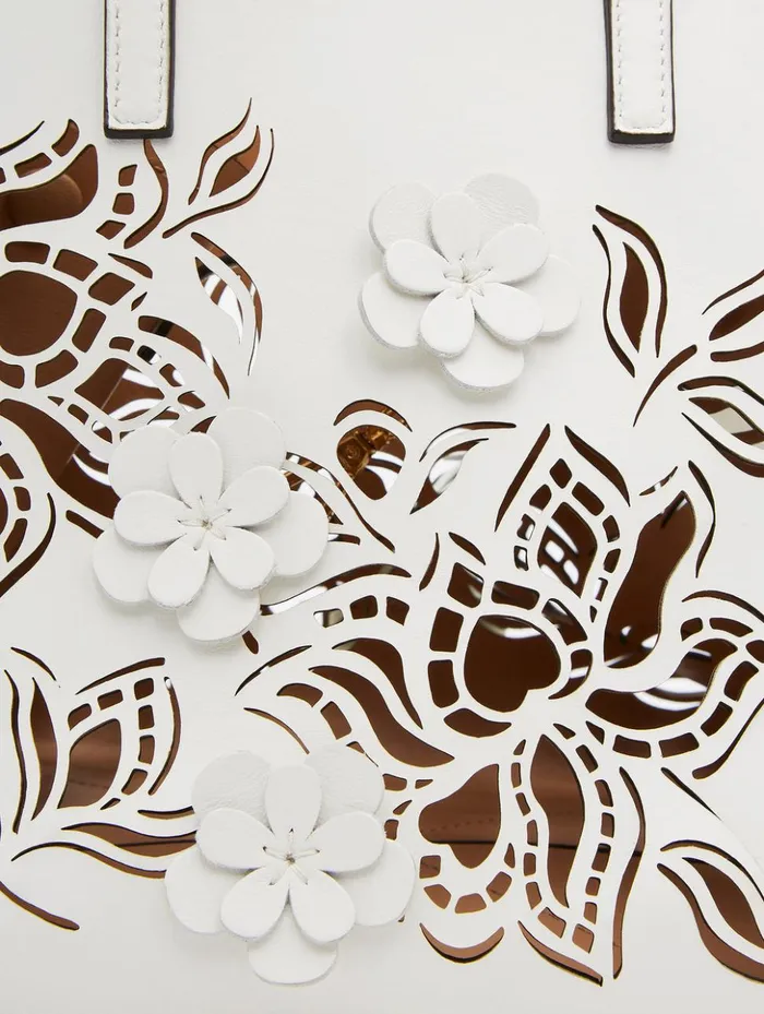 Women Handbags Oscar De La Renta Small Laser Cut Floral Square Tote Ivory Women Handbags Oscar De La Renta Small Laser Cut Floral Square Tote Ivory