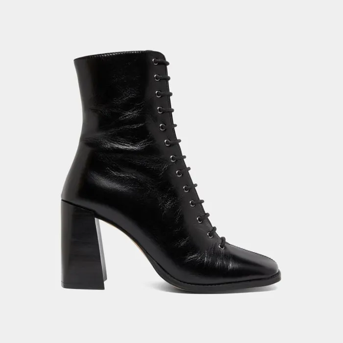 Women Heeled Ankle Boots With Laces Black JONAK Ankle Boots Lowboots