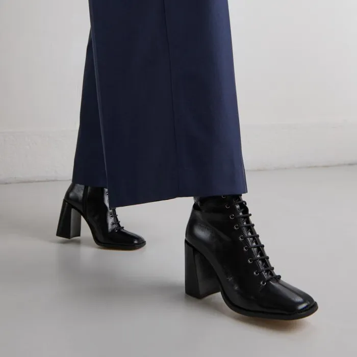 Women Heeled Ankle Boots With Laces Black JONAK Ankle Boots Lowboots