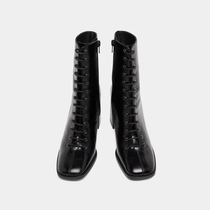 Women Heeled Ankle Boots With Laces Black JONAK Ankle Boots Lowboots