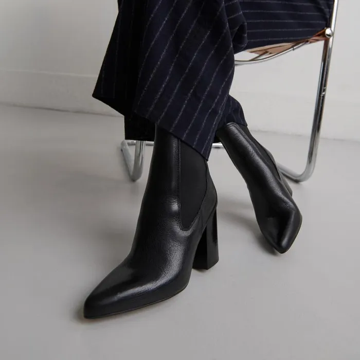Women Heeled Ankle Boots With Pointed Toes Black JONAK Ankle Boots Lowboots
