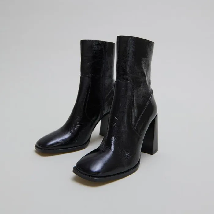 Women Heeled Ankle Boots With Square Toes Black JONAK Ankle Boots Lowboots