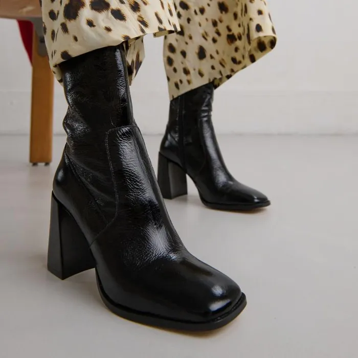 Women Heeled Ankle Boots With Square Toes Black JONAK Ankle Boots Lowboots