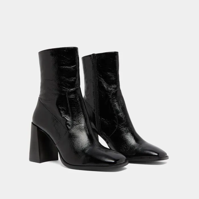 Women Heeled Ankle Boots With Square Toes Black JONAK Ankle Boots Lowboots