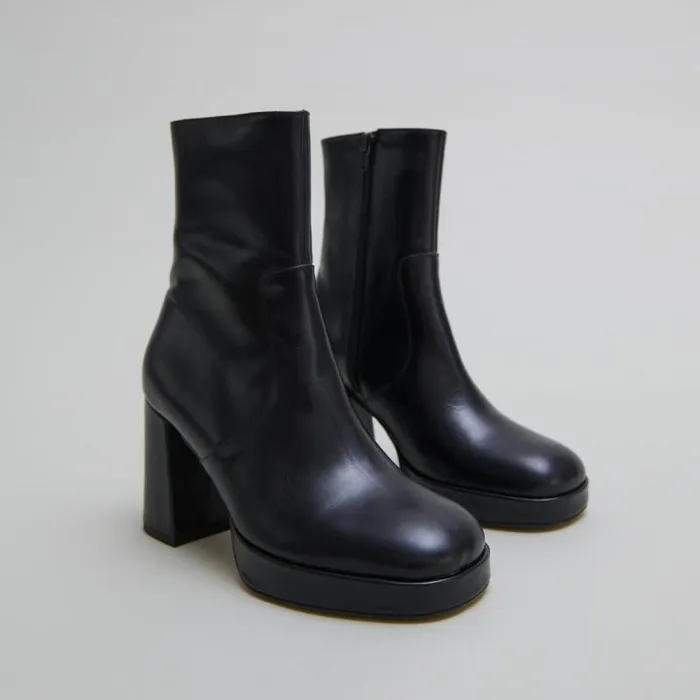 Women Heeled Lowboots With Square Toes Black JONAK Ankle Boots Lowboots