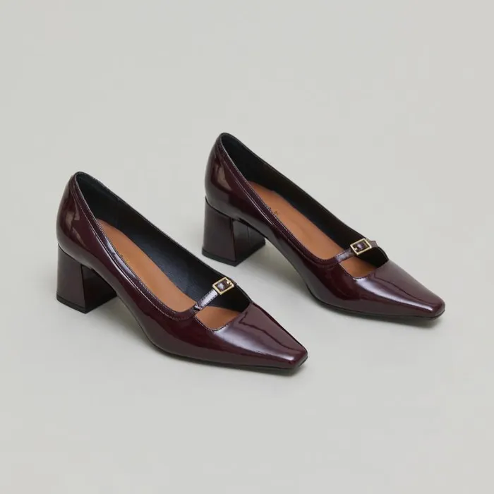 Women Heeled Mary Jane With Pointed Toes Burgundy JONAK Babies Saloms