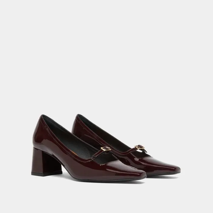 Women Heeled Mary Jane With Pointed Toes Burgundy JONAK Babies Saloms