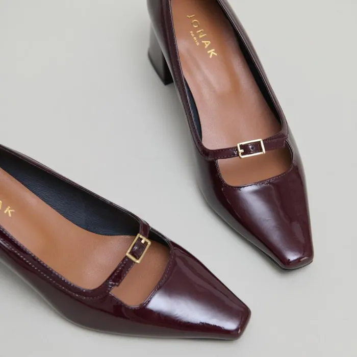 Women Heeled Mary Jane With Pointed Toes Burgundy JONAK Babies Saloms
