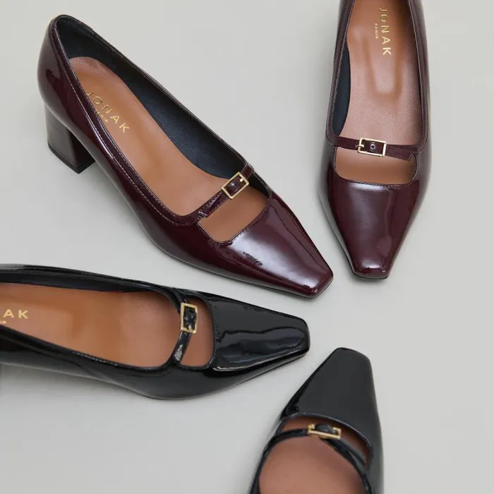 Women Heeled Mary Jane With Pointed Toes Burgundy JONAK Babies Saloms