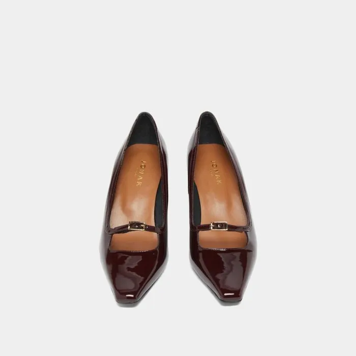 Women Heeled Mary Jane With Pointed Toes Burgundy JONAK Babies Saloms