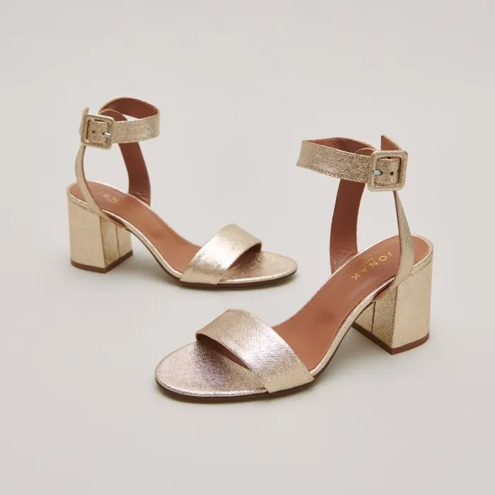 Women Heeled Sandals With Straps Platinum JONAK Sandals