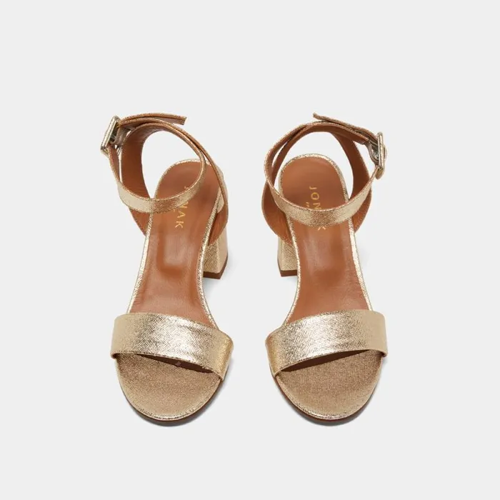 Women Heeled Sandals With Straps Platinum JONAK Sandals