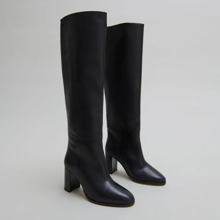 Women High Boots With Rounded Toes Black JONAK Boots Thighhigh Boots