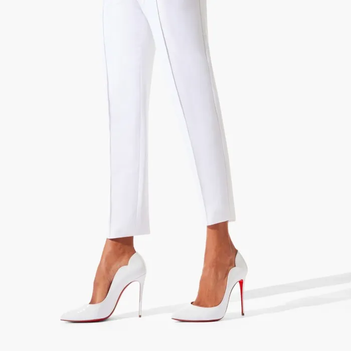 Women Hot Chick 100 Mm Pumps 8211 Patent Calf Leather 8211 Bianco Christian Louboutin Pumps