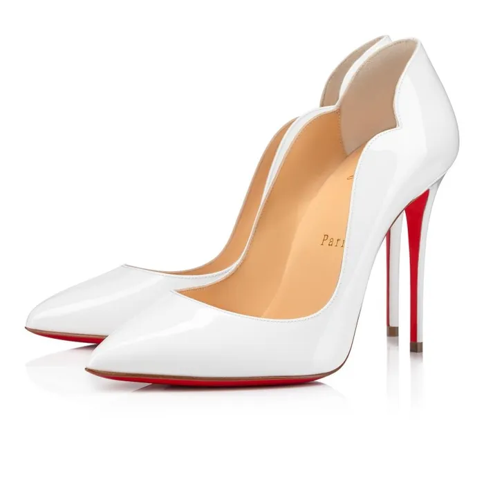 Women Hot Chick 100 Mm Pumps 8211 Patent Calf Leather 8211 Bianco Christian Louboutin Pumps