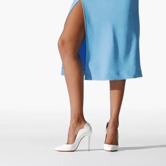 Women Hot Chick 100 Mm Pumps 8211 Patent Calf Leather 8211 Bianco Christian Louboutin Pumps