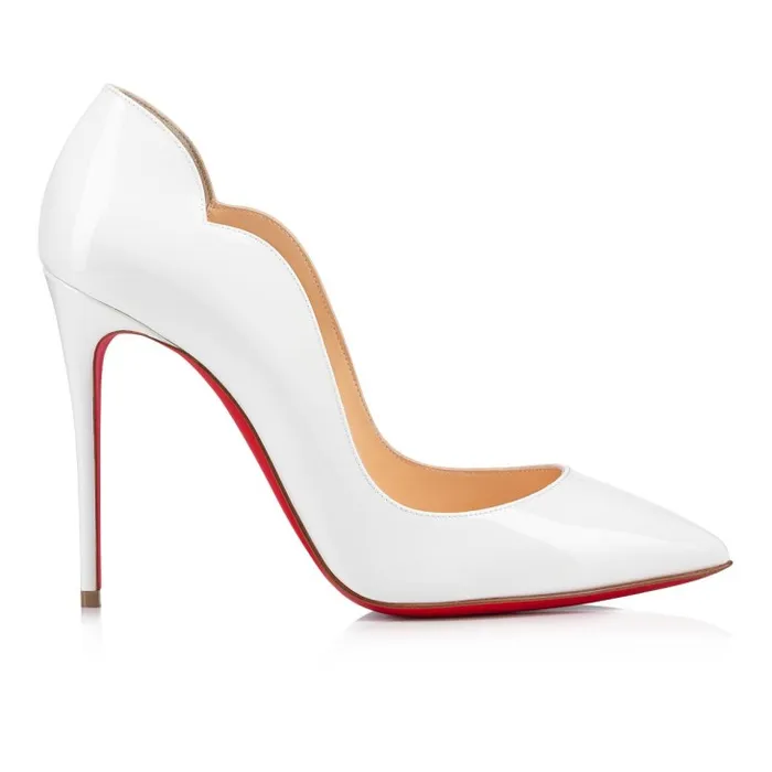 Women Hot Chick 100 Mm Pumps 8211 Patent Calf Leather 8211 Bianco Christian Louboutin Pumps