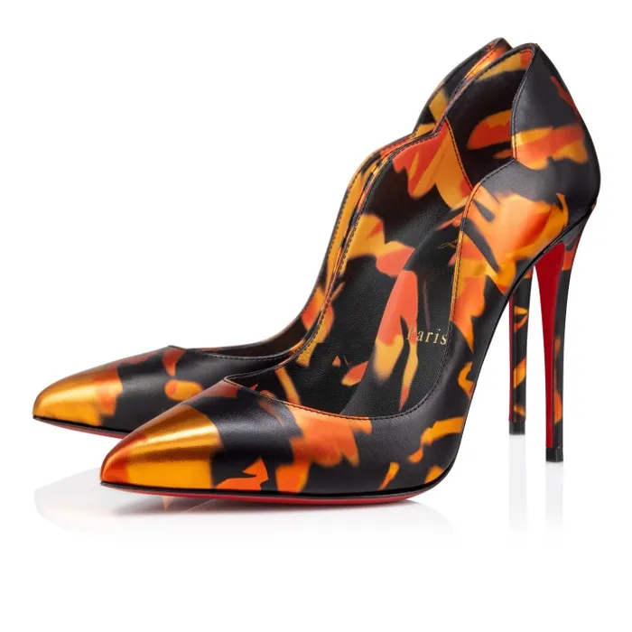 Women Hot Chick 100 Mm Pumps 8211 Specchio Leather On Fire 8211 Multicolor Christian Louboutin Pumps