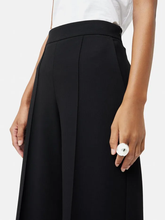 Women Italian Modern Crepe Sailor Trouser Black Jigsaw Trousers