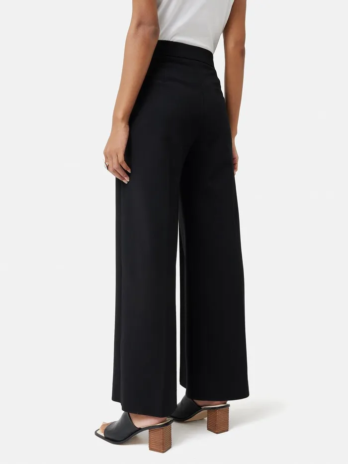 Women Italian Modern Crepe Sailor Trouser Black Jigsaw Trousers