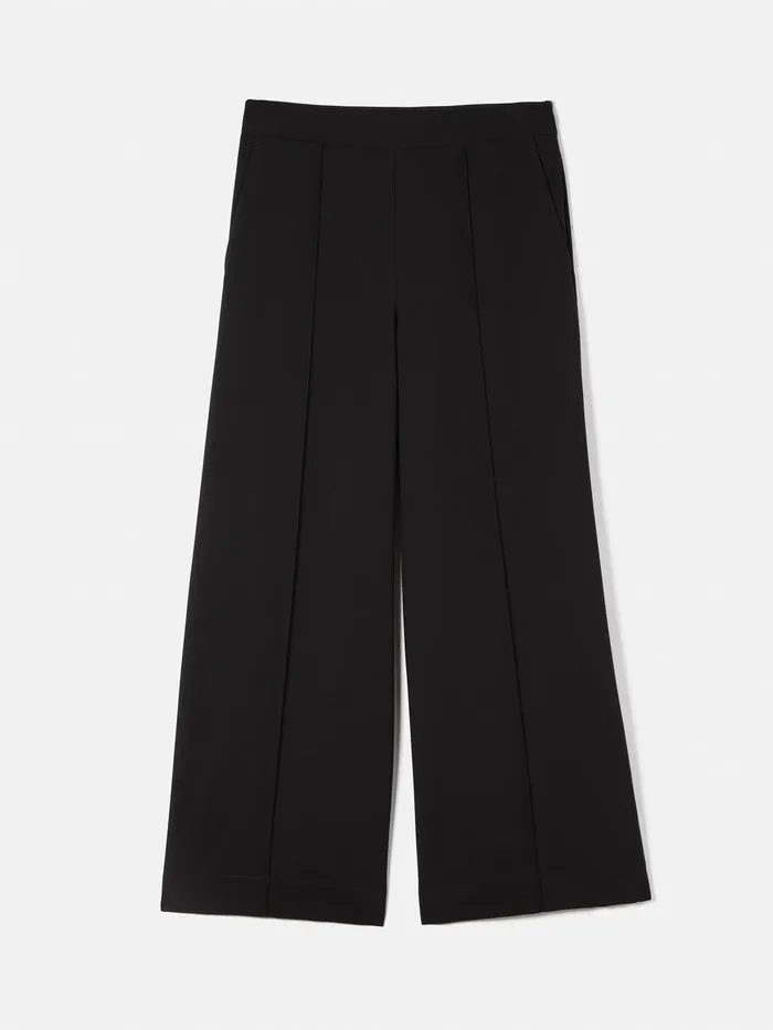 Women Italian Modern Crepe Sailor Trouser Black Jigsaw Trousers