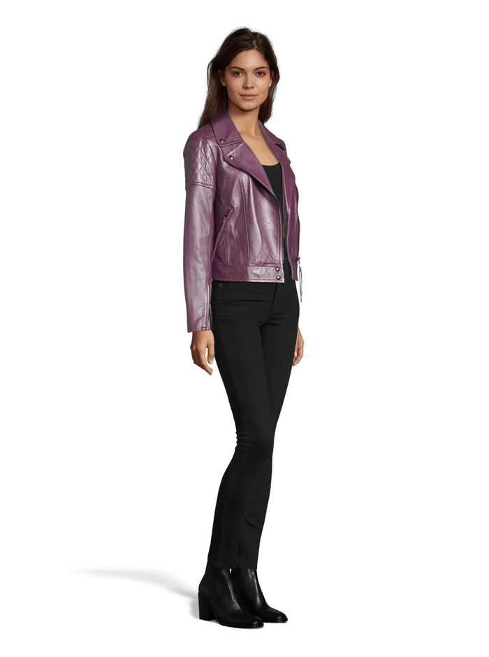 Women Jackets Robert Graham MONROE METALLIC LEATHER JACKET Magenta