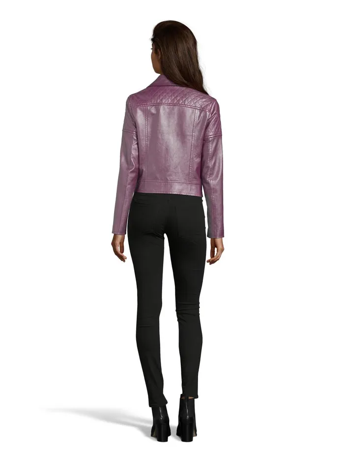 Women Jackets Robert Graham MONROE METALLIC LEATHER JACKET Magenta