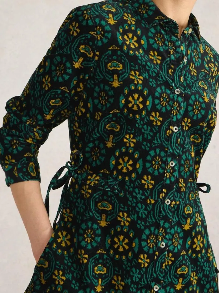 Women Jade Cord Dress Black Print White Stuff Dresses