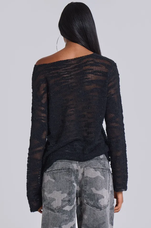 Women Jaded London Black Stray Knit Tops