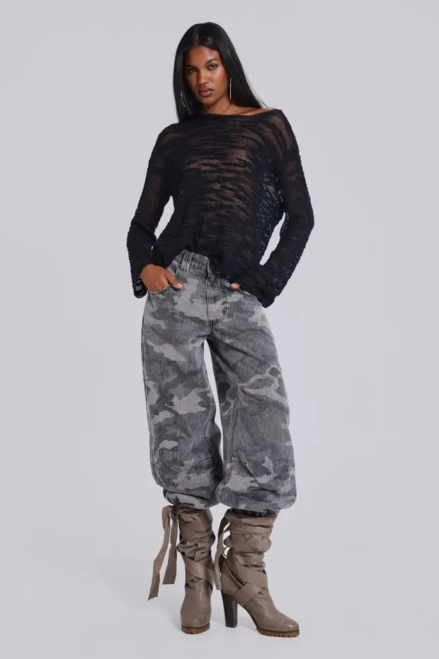 Women Jaded London Black Stray Knit Tops